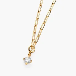 0.3 ct Round Shape Diamond Necklace - 14k Solid Gold