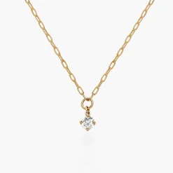0.3 ct Round Shape Diamond Necklace - 14k Solid Gold