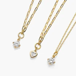 0.3 ct Round Shape Diamond Necklace - 14k Solid Gold