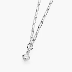 0.3 ct Round Shape Diamond Necklace - Silver