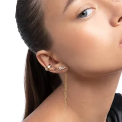 Baguette Cubic Zirconia Ear Cuff - Gold Vermeil