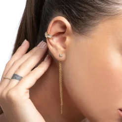 Baguette Cubic Zirconia Ear Cuff - Gold Vermeil