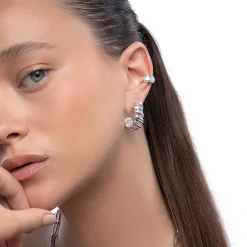 Baguette Cubic Zirconia Ear Cuff - Silver