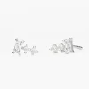 Baguette Cubic Zirconia Stud Earrings - Silver