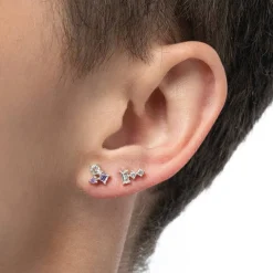 Baguette Cubic Zirconia Stud Earrings - Silver