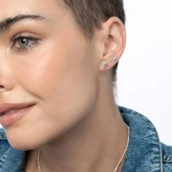 Baguette Cubic Zirconia Stud Earrings - Silver