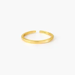 Bar Ring with Beaded Band - Gold Vermeil