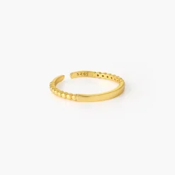 Bar Ring with Beaded Band - Gold Vermeil