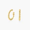 Beaded Ear Cuff Cartilage Hoop Earrings - Gold Plated