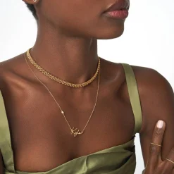 Belle Custom Name Necklace with Diamond - Gold Vermeil