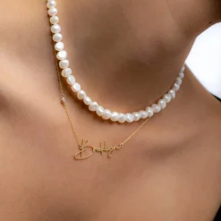 Belle Custom Name Necklace with Diamond - 14k Solid Gold