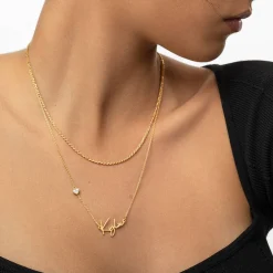 Belle Custom Name Necklace With 0.2 ct Heart Shaped Diamond - Vermeil