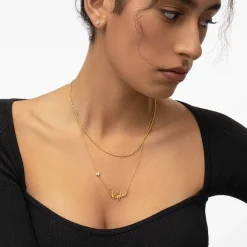 Belle Custom Name Necklace With 0.2 ct Heart Shaped Diamond - Vermeil