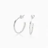 Big Hoop Earrings With Cubic Zirconia - Silver
