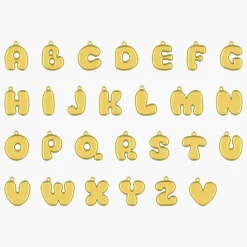 Bubble Up Initial Necklace with Diamond -14k Solid Gold