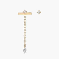 Capri Floating Diamond Stud Earrings - 14k Solid Gold