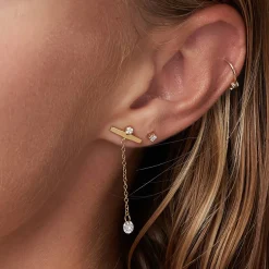 Capri Floating Diamond Stud Earrings - 14k Solid Gold