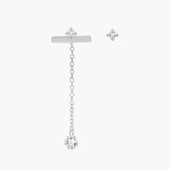 Capri Floating Diamond Stud Earrings - Silver