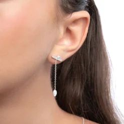 Capri Floating Diamond Stud Earrings - Silver