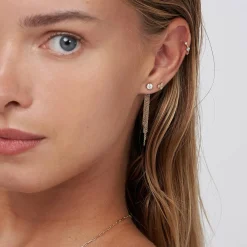 Cartilage Hoop Earring with Diamonds - 14k Solid Gold