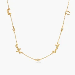 Charm Me Name Necklace with Diamond- 14k Solid Gold