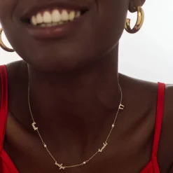 Charm Me Name Necklace with Diamond- 14k Solid Gold