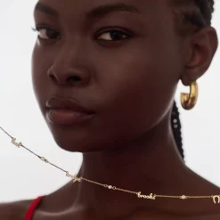 Charm Me Name Necklace with Diamond- 14k Solid Gold