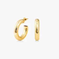 Chunky Hoop Earrings - Gold Plated