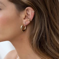 Chunky Hoop Earrings - Gold Plated