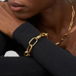 Chunky Paperclip Bracelet With Engraving - Gold Vermeil