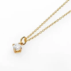 Classic 0.3 ct Round Shape Diamond Necklace - Gold Vermeil