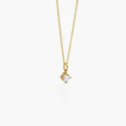Classic 0.3 ct Round Shape Diamond Necklace - Gold Vermeil