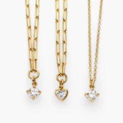 Classic 0.3 ct Round Shape Diamond Necklace - Gold Vermeil