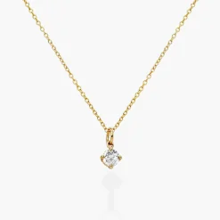 Classic 0.3 ct Round Shape Diamond Necklace - 14k Solid Gold