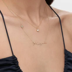 Classic 0.3 ct Round Shape Diamond Necklace - 14k Solid Gold