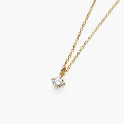 Classic 0.3 ct Round Shape Diamond Necklace - 14k Solid Gold