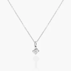 Classic 0.3 ct Round Shape Diamond Necklace - Silver