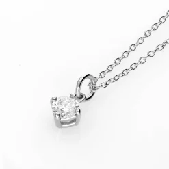 Classic 0.3 ct Round Shape Diamond Necklace - Silver