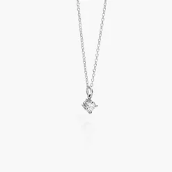 Classic 0.3 ct Round Shape Diamond Necklace - Silver