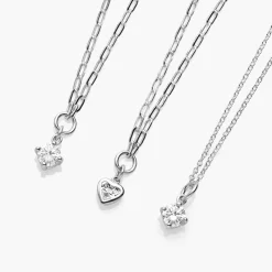 Classic 0.3 ct Round Shape Diamond Necklace - Silver