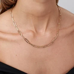Classic Paperclip Chain Necklace - 14k Solid Gold