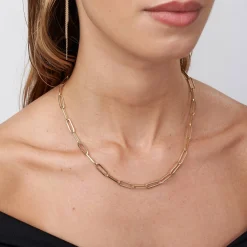 Classic Paperclip Chain Necklace - 14k Solid Gold