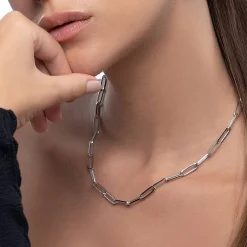 Classic Paperclip Chain Necklace - 14k White Gold