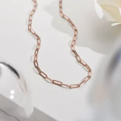 Classic Paperclip Chain Necklace - Rose Gold Vermeil