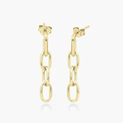 Cuban Link Chain Stud Earring - Gold Plated