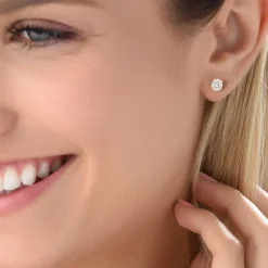 Cubic Zirconia Stud Earrings - 10K Solid Gold