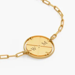 Engraved Compass Bracelet - Gold Vermeil