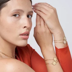 Engraved Compass Bracelet - Gold Vermeil