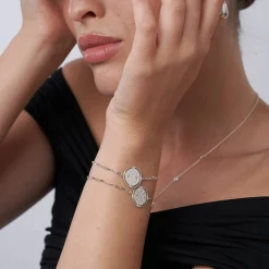 Engraved Compass Bracelet - Silver