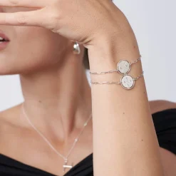 Engraved Compass Bracelet - Silver